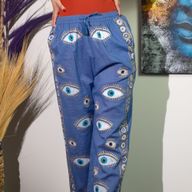 Pantalon de Détente Collection Nomad Sari - Bleu Profond & Or - Œil Protecteur
