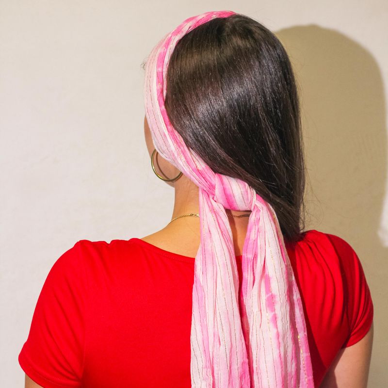 Nomad Sari  - Foulard d'Été - 180x50cm - Brillance Festive - Rose