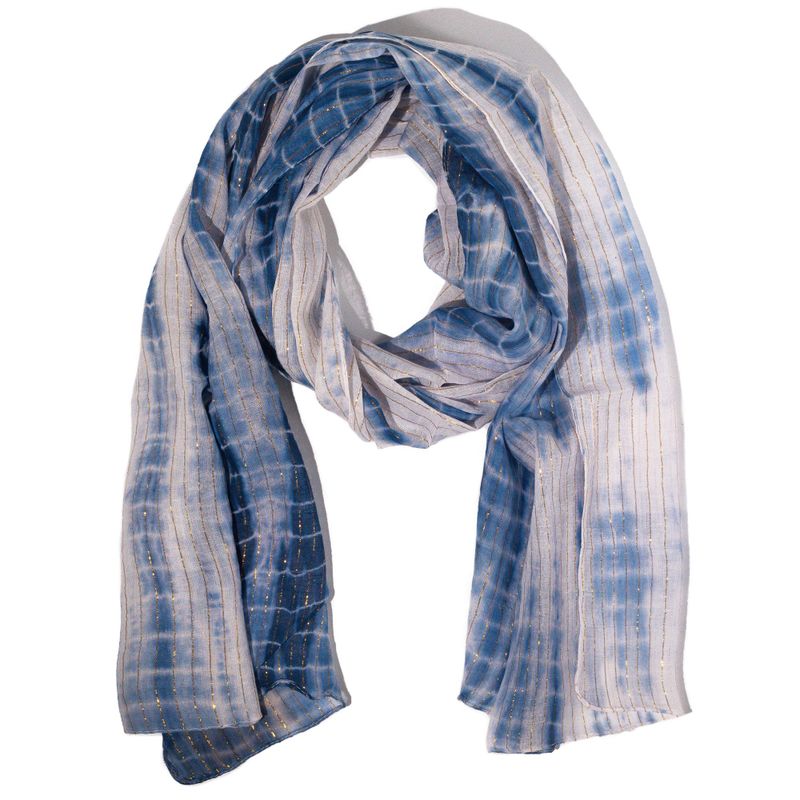 Nomad Sari  - Foulard d'Été -  180x50cm - Brillance festive - Bleu Crépuscule