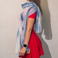 Nomad Sari  - Foulard d'Été -  180x50cm - Brillance festive - Bleu Crépuscule