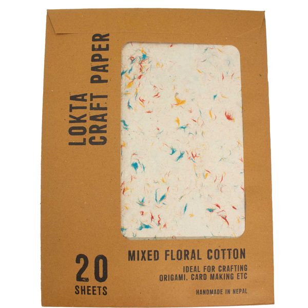 Papier d’Artisanat Lokta A4 (pack de 20 feuilles) – Coton Fleuri Mixte
