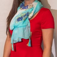 Nomad Sari  - Foulard d'Été -  180x50cm - Poisson Aquatique - Turquoise
