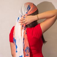 Nomad Sari  - Foulard d'Été-  180x50cm - Aqua Fish - Coral
