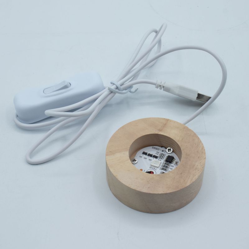 Socles LED Ronds en Bois 6 cm – USB – Multicolore