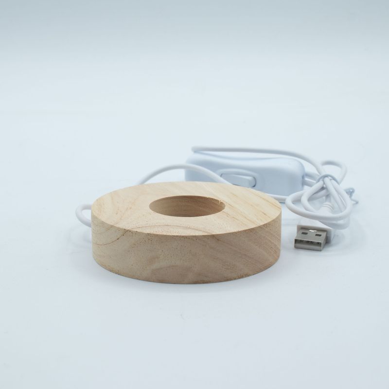 Socles LED Ronds en Bois 8 cm – USB – Blanc Froid/Chaud/Blanc Naturel