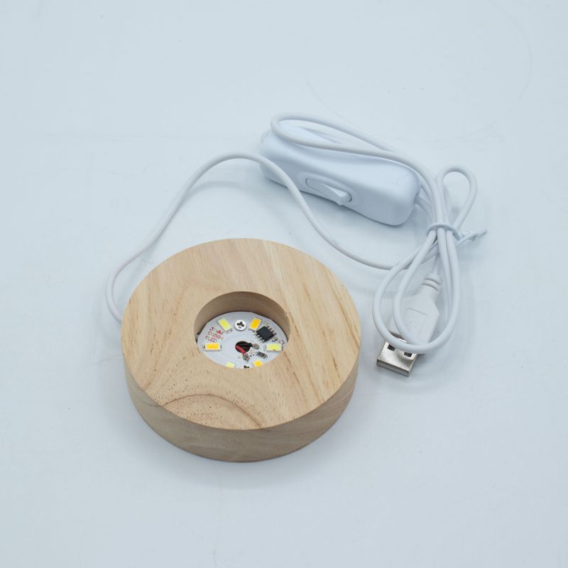 Socles LED Ronds en Bois 8 cm – USB – Blanc Froid/Chaud/Blanc Naturel