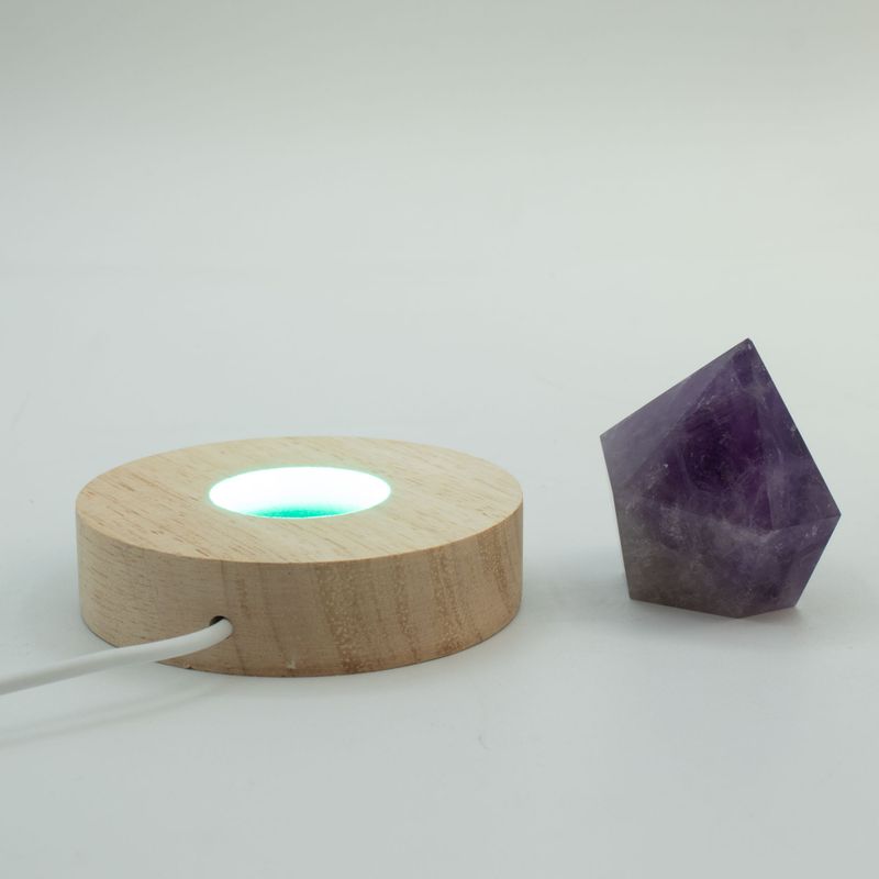 Socles LED Ronds en Bois 8 cm – USB – Multicolore