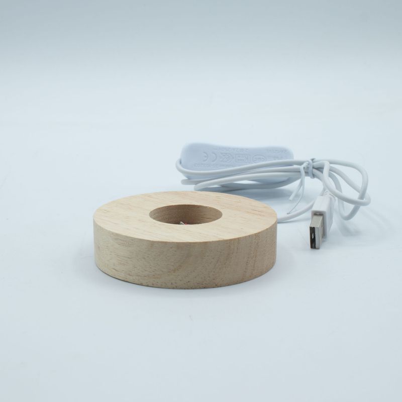 Socles LED Ronds en Bois 8 cm – USB – Multicolore
