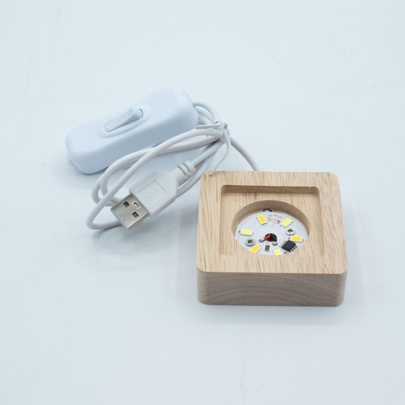 Socles LED Carrés en Bois 6 cm – USB – Blanc Froid/Chaud/Blanc Naturel