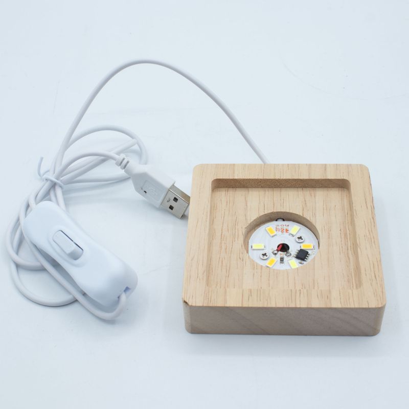 Socles LED Carrés en Bois 8 cm – USB – Blanc Froid/Chaud/Blanc Naturel