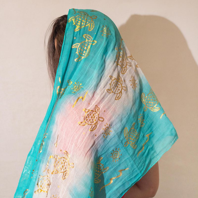 Nomad Sari  - Foulard d'Été -  180x50cm - Tortue- Turquoise