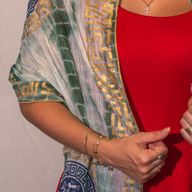 Nomad Sari  - Foulard d'Été -  180x50cm -  Imprimé Marbella - Vert avec Bordure Dorée