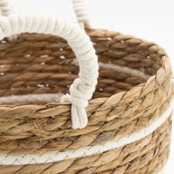 Grands paniers en coton et herbe marine - Rayures naturelles - Ensemble de 3 (32,5 cm 29,5 cm 24 cm)