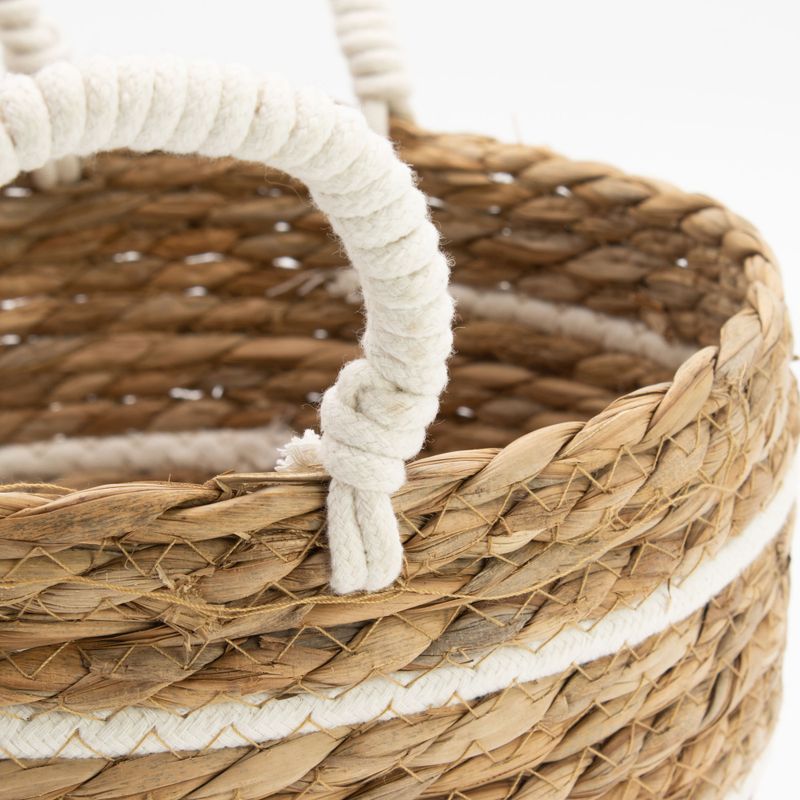 Grands paniers en coton et herbe marine - Rayures naturelles - Ensemble de 3 (32,5 cm 29,5 cm 24 cm)