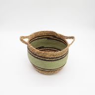 Grands paniers en coton et herbe marine - naturel, noir et vert - ensemble de 3