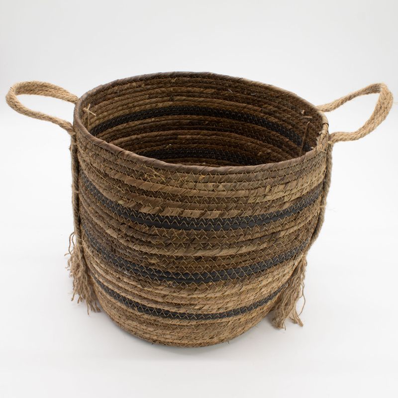 Paniers larges en feuilles de bananier et d'herbe marine - bruns naturels - ensemble de 3