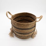 Paniers larges en feuilles de bananier et d'herbe marine - bruns naturels - ensemble de 3