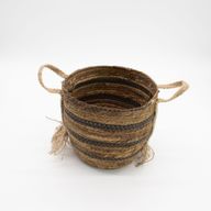 Paniers larges en feuilles de bananier et d'herbe marine - bruns naturels - ensemble de 3