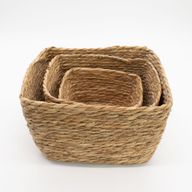 Paniers carrés en herbe marine - naturel - ensemble de 3