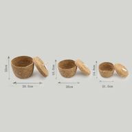 Panier rond en herbe marine et coton avec couvercles - naturel - lot de 3