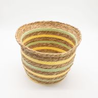 Paniers en herbe de mer et en paille en forme de vase - Jaune et vert naturels - Ensemble de 3
