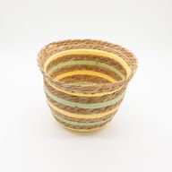 Paniers en herbe de mer et en paille en forme de vase - Jaune et vert naturels - Ensemble de 3