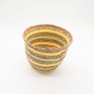 Paniers en herbe de mer et en paille en forme de vase - Jaune et vert naturels - Ensemble de 3