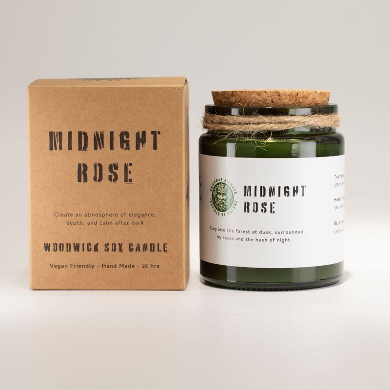 Bougie En Cire de Soja Avec Mèche en Bois – Rose de Minuit