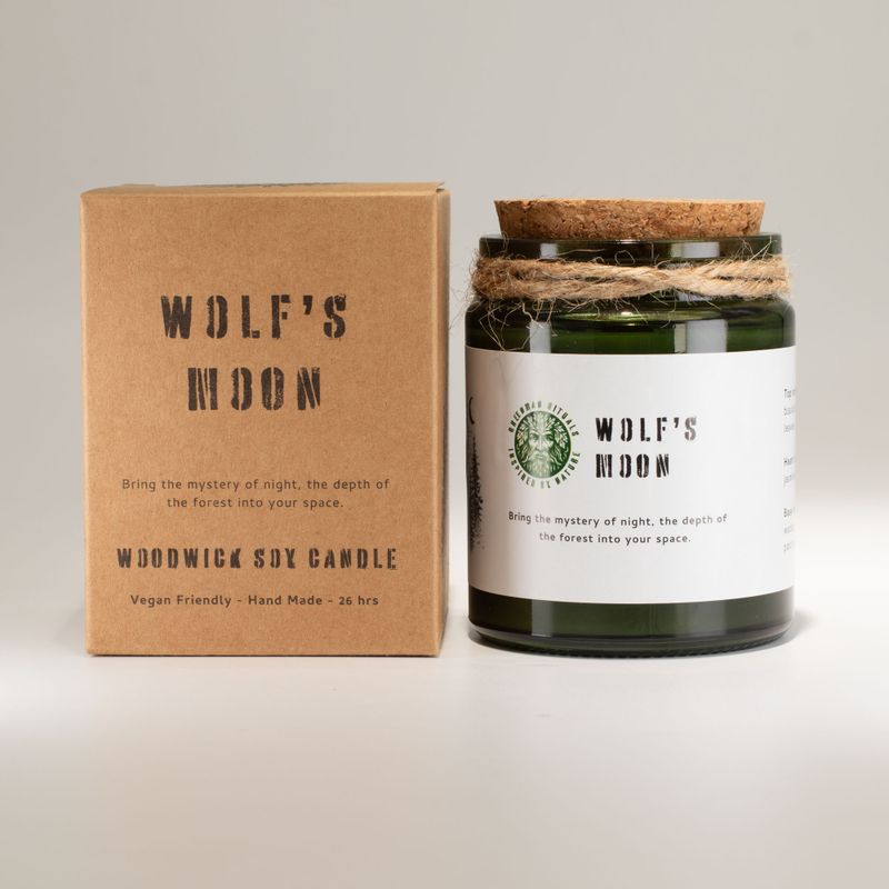 Bougie En Cire de Soja Avec Mèche en Bois – Lune Du Loup
