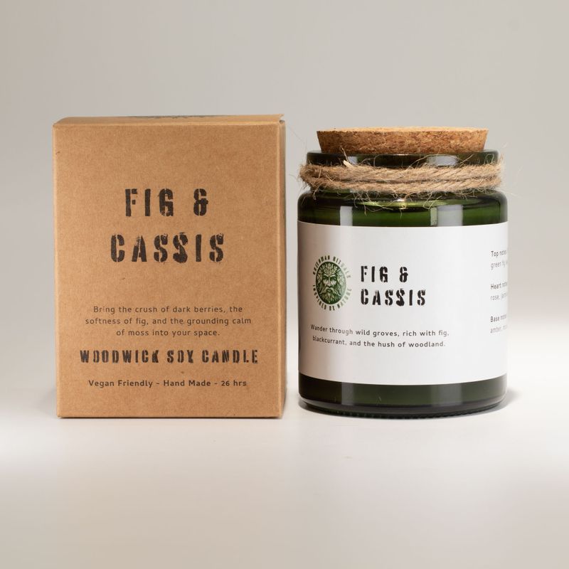 Bougie En Cire de Soja Avec Mèche en Bois – Figue Écrasée & Cassis