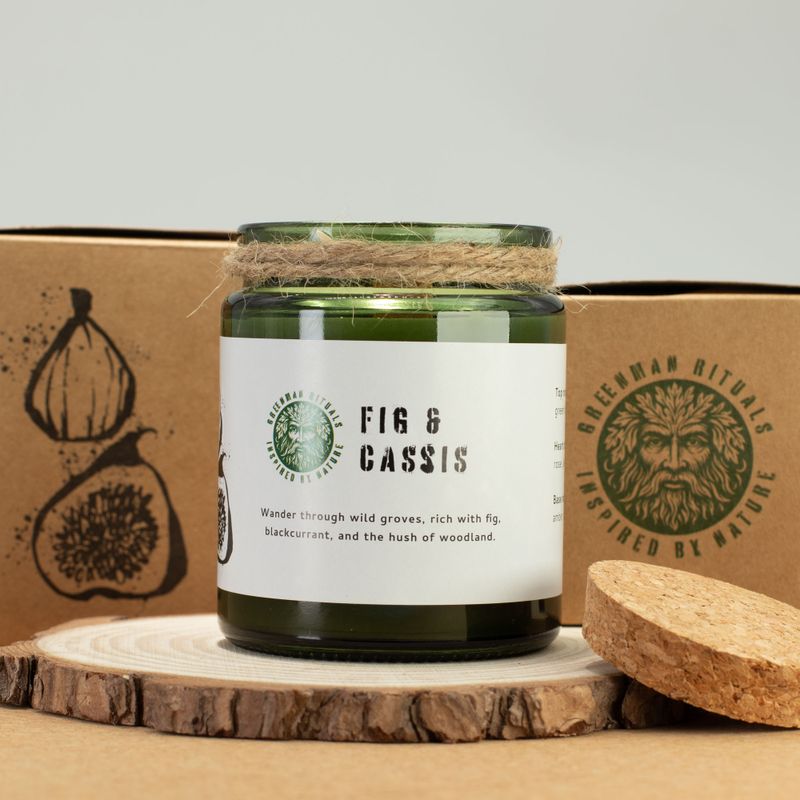 Bougie En Cire de Soja Avec Mèche en Bois – Figue Écrasée & Cassis