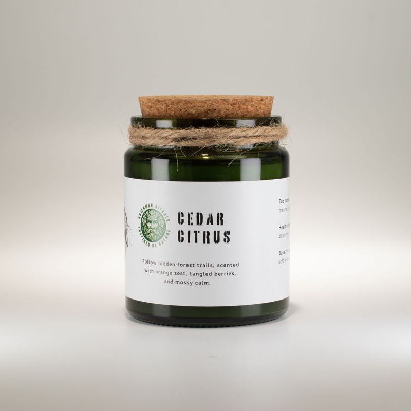 Bougie En Cire de Soja Avec Mèche en Bois – Cèdre & Agrumes