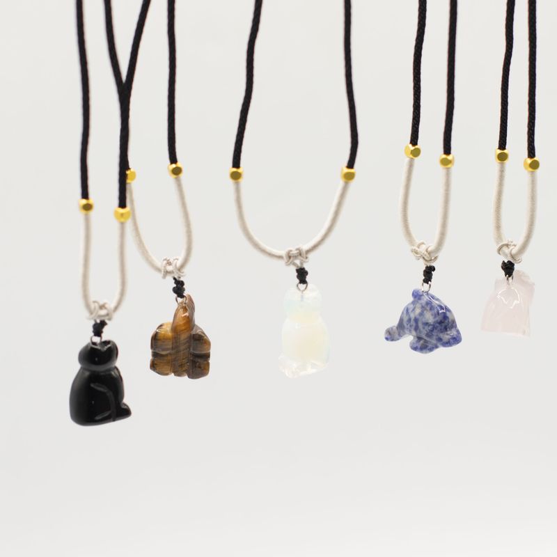 Colliers Cordon avec Pendentifs en Pierre – Collection Animaux (assortie)