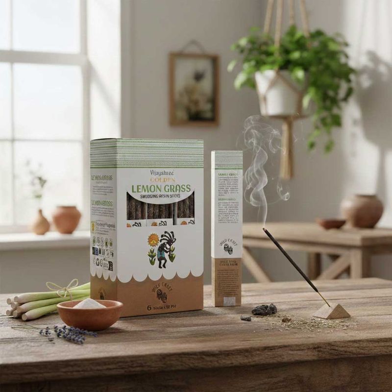 Bâtons d’Encens Résine Purifiante – Citronnelle Dorée 30 g (6 pcs)