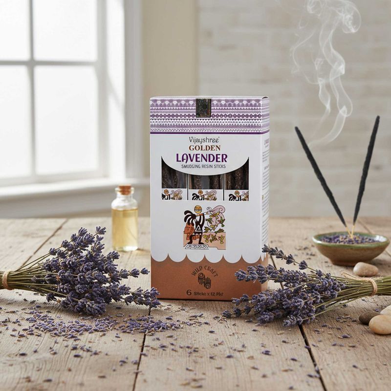 Bâtons d’Encens Résine Purifiante – Lavande Dorée 30 g (6 pcs)