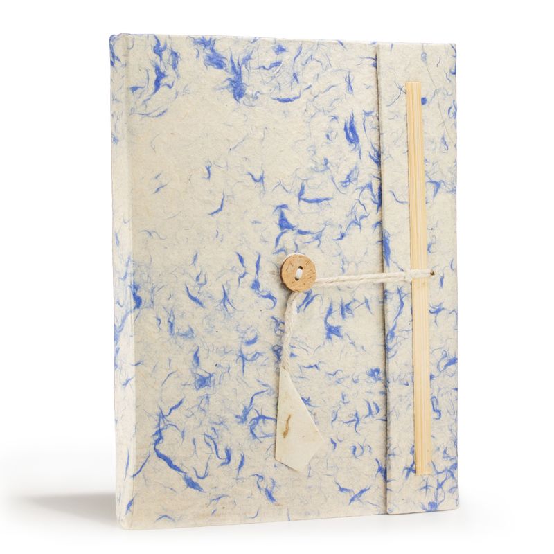 Grand Carnet Lokta en Coton Bleu Mélangé – avec Marque-page