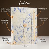 Grand Carnet Lokta en Coton Bleu Mélangé – avec Marque-page