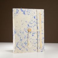 Grand Carnet Lokta en Coton Bleu Mélangé – avec Marque-page