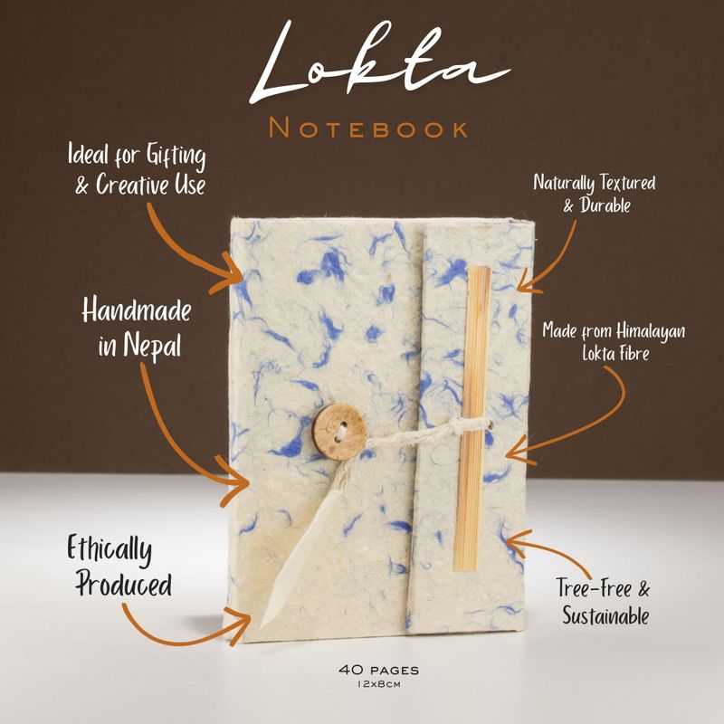 Mini Carnet Lokta en Coton Bleu Mélangé