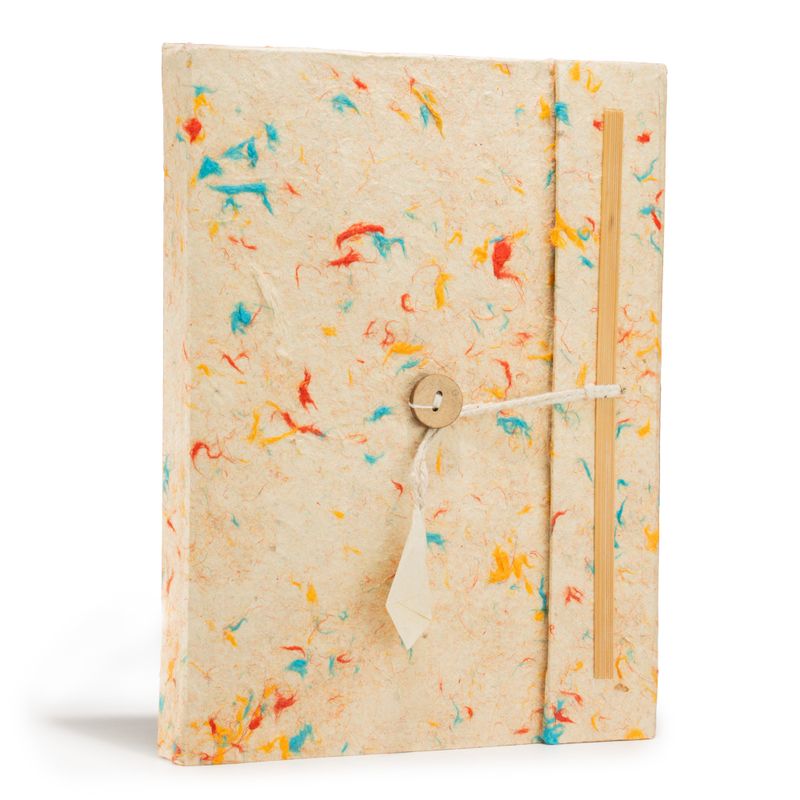 Grand Carnet Lokta en Coton aux Couleurs Mélangées – avec Marque-page