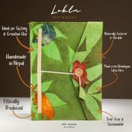 Grand Carnet Lokta en Papier Bold Floral – Vert Mousse – avec Marque-page