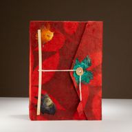 Grand Carnet Lokta en Papier Bold Floral – Rubis – avec Marque-page