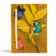 Grand Carnet Lokta en Papier Bold Floral – Moutarde – avec Marque-page