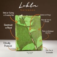 Carnet Moyen Lokta en Papier Bold Floral avec Fermeture Bambou – Vert Mousse