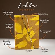 Carnet Moyen Lokta en Papier Bold Floral avec Fermeture Bambou – Moutarde