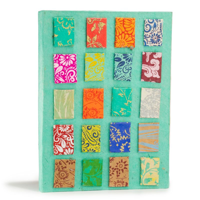 Grand Carnet Lokta Mini Tiles – Bleu Sarcelle – avec Marque-page
