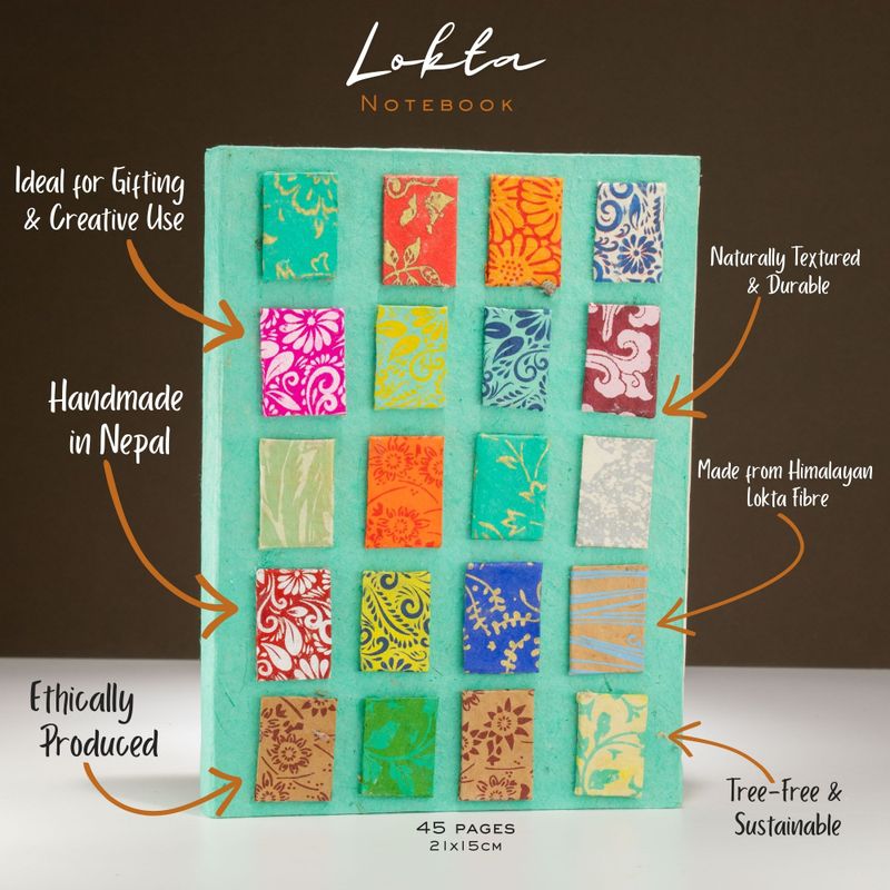 Grand Carnet Lokta Mini Tiles – Bleu Sarcelle – avec Marque-page