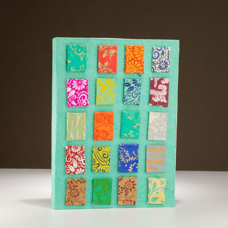 Grand Carnet Lokta Mini Tiles – Bleu Sarcelle – avec Marque-page
