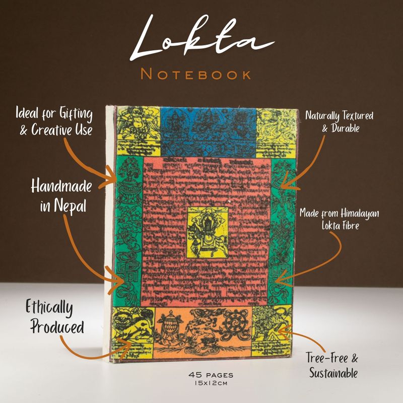 Carnet Moyen Lokta Drapeaux de Prière Traditionnels – Naturel – 45 feuilles