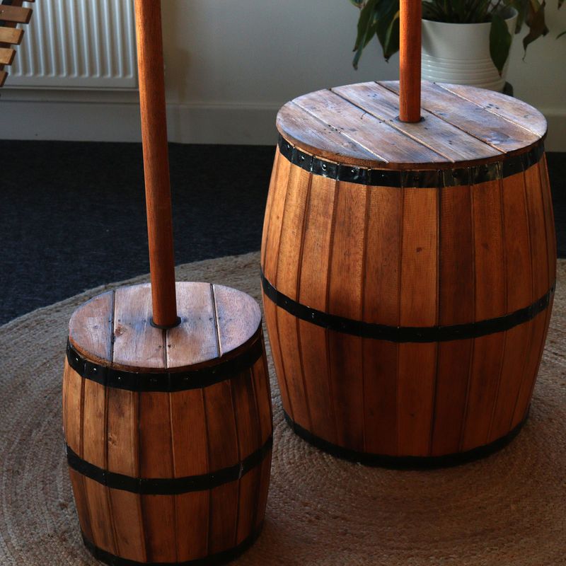 Table et Support de Parasol Baril à Bière- Naturel